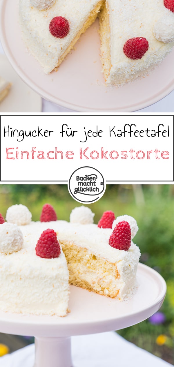Gelingsicheres Rezept f&uuml;r eine k&ouml;stliche Raffaello-Torte ohne Gelatine, f&uuml;r uns die beste Kokostorte &uuml;berhaupt.