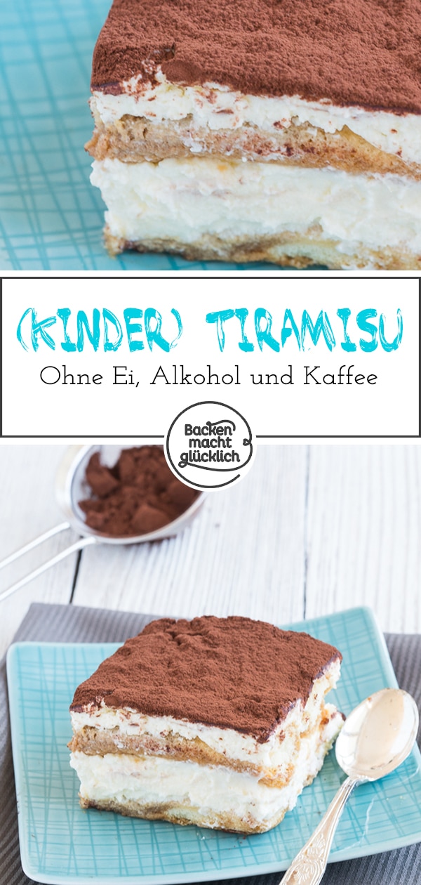 Bei diesem leckeren Tiramisu k&ouml;nnen alle mitessen: das Tiramisu ohne Ei, Alkohol, Kaffee und Koffein ist auch f&uuml;r Kinder und Schwangere geeignet.