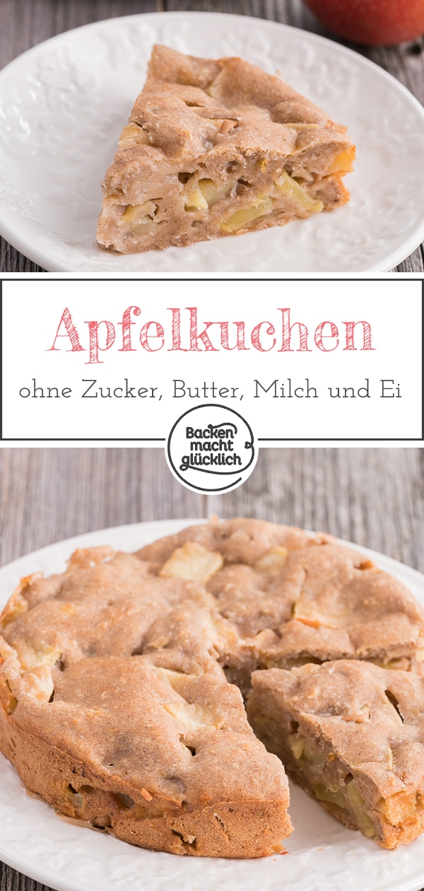 Dieser Apfelkuchen ist vegan, zuckerfrei, kalorienarm - und trotzdem super saftig und fruchtig. Der gesunde Apfelkuchen ist perfekt für Babys, Kleinkinder und gesundheitsbewusste Genießer!