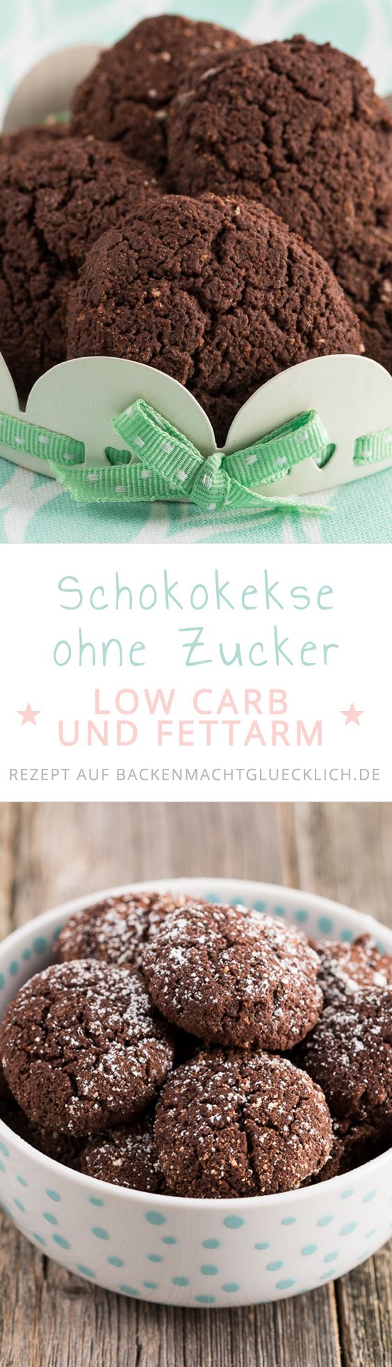 Fettarme, kohlenhydratarme Schokoladenkekse ohne Zucker klingen wie ein Widerspruch in sich. Aber diese Low Carb Schokokekse sind genau das. Dar&uuml;ber hinaus schmecken die zuckerfreien Kekse auch noch richtig lecker.