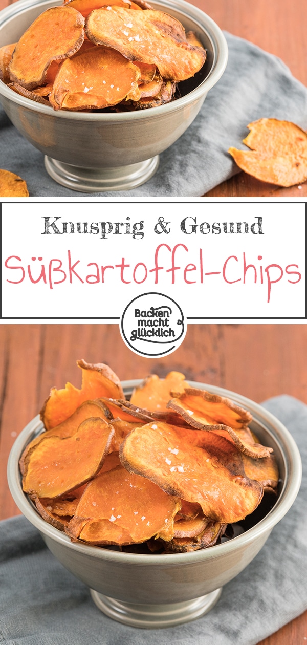 Mit diesem genialen Süßkartoffel-Chips Rezept lassen sich gesunde Süßkartoffelchips ganz einfach zu Hause selbermachen. Das Ergebnis: knusprig, fettarm und super köstlich!
