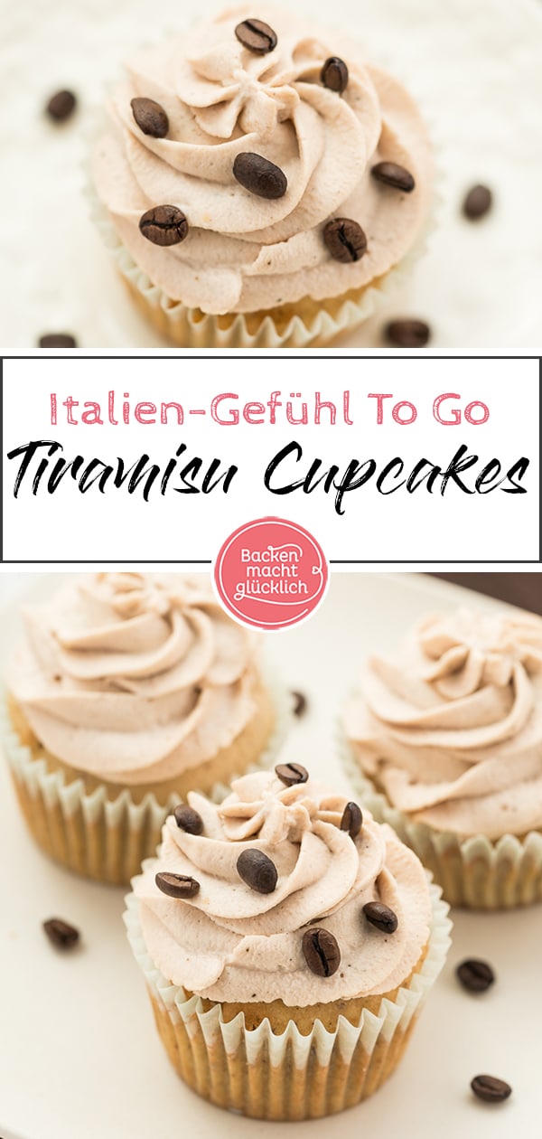 Diese einfachen Tiramisu-Cupcakes werden mit köstlichem Mascarpone Frosting getoppt. Sommerlich & sündhaft gut!