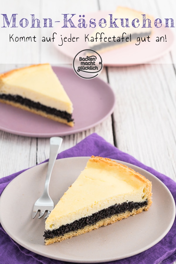 Käsekuchen mit Mohn ist köstlich: Mürber Teig, aromatische Mohnfüllung und cremige Quarkmasse. Dieser Mohn-Käsekuchen kommt auf jeder Kaffeetafel gut an! Und mit den Tipps im Rezept fällt der Käsekuchen garantiert nicht ein.