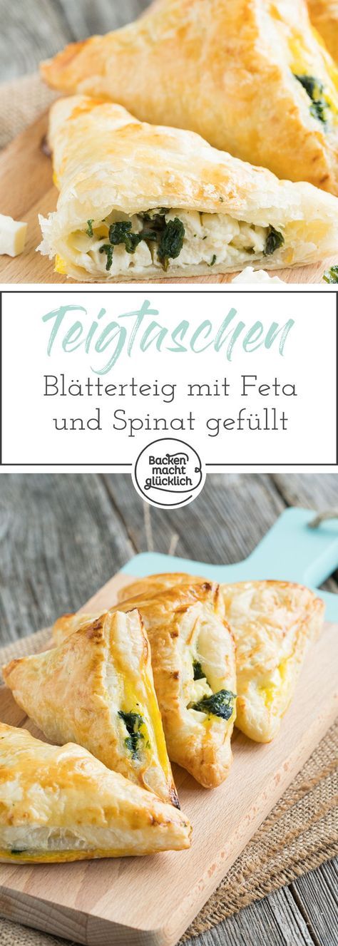 Blätterteigtaschen passen immer - ob auf dem Geburtstagsbuffet, zum Abendessen, beim Picknick oder als Snack. Herzhaft gefüllte Spinat-Blätterteigtaschen schmecken jedem. Ähnlich wie die Blätterteigschnecken mit Schinken und Käse gehören sie zu absoluten Party-Klassikern. Und mit fertigem Teig aus dem Kühlregal sind die gefüllten Blätterteigtaschen auch schnell und unkompliziert zubereitet.