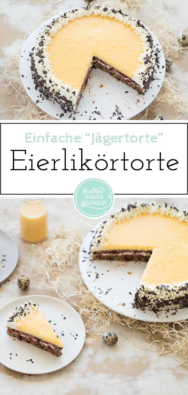 Omas Eierlikörtorte mit Nussboden und Preiselbeeren ist ein beliebter Klassiker. Diese Eierlikörtorte ohne Mehl (Jägertorte) ist einfach, aber etwas aufwändig. Die Eierlikörtorte ist wie gemacht für eine opulente Kaffeetafel!