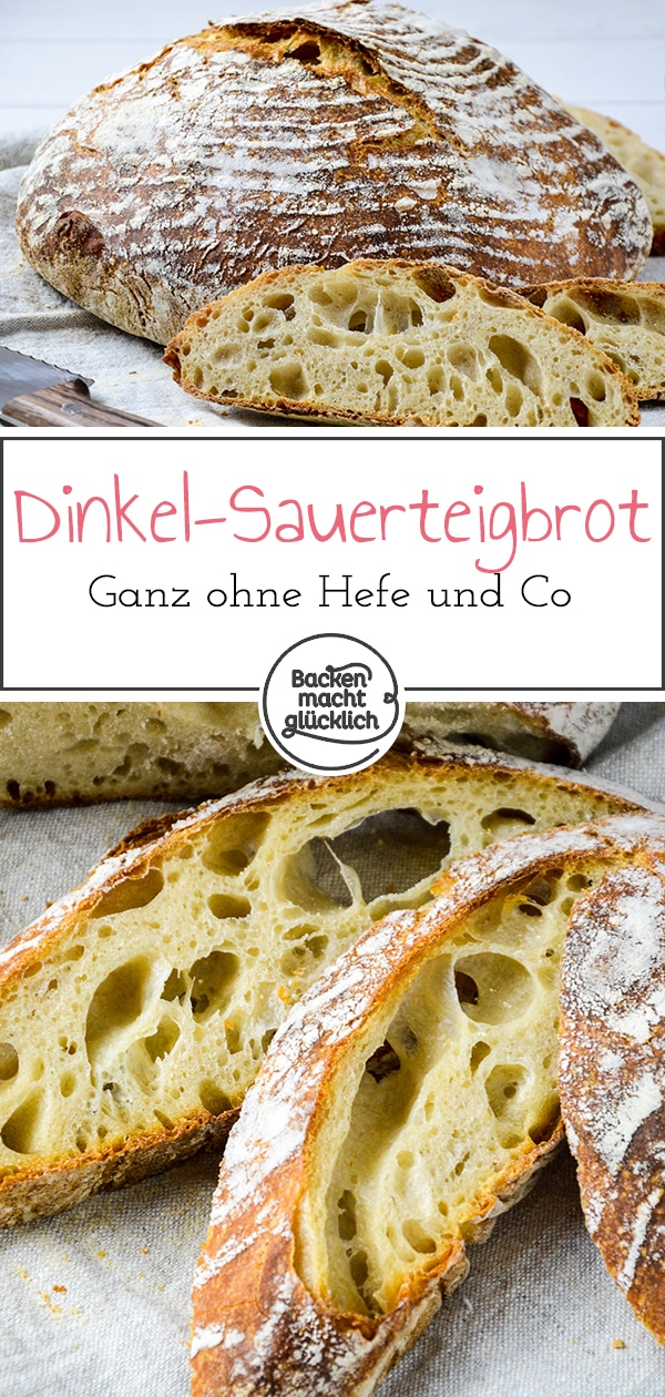 Einfaches Rezept f&uuml;r ein selbstgemachtes Dinkelbrot. Das Dinkelbrot ist ein reines Sauerteigbrot. So erh&auml;lt das Krustenbrot ohne Hefe einen besseren Geschmack und bleibt l&auml;nger haltbar.