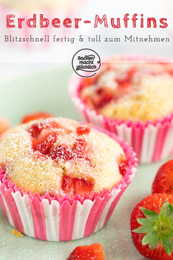 K&ouml;stliche, einfache Erdbeermuffins mit wei&szlig;er Schokolade und Buttermilch. Super saftig und blitzschnell gemacht!