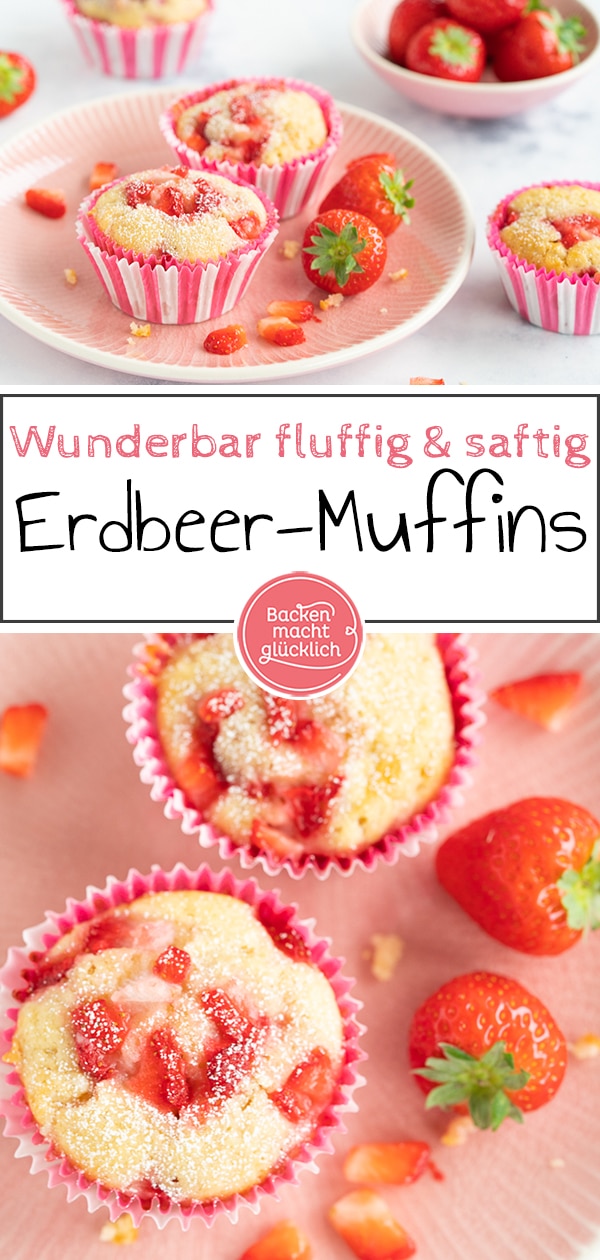 K&ouml;stliche, einfache Erdbeermuffins mit wei&szlig;er Schokolade und Buttermilch. Super saftig und blitzschnell gemacht!
