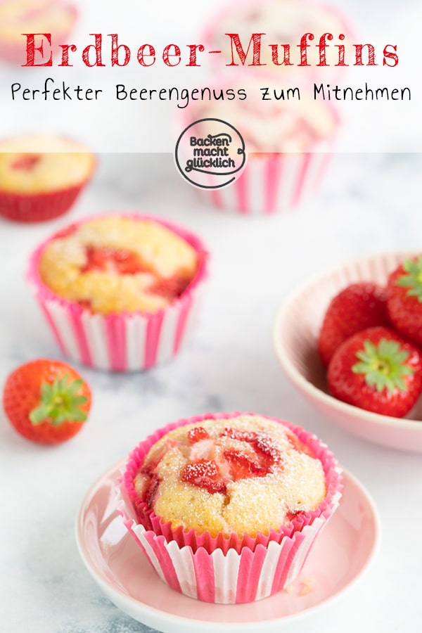 K&ouml;stliche, einfache Erdbeermuffins mit wei&szlig;er Schokolade und Buttermilch. Super saftig und blitzschnell gemacht!