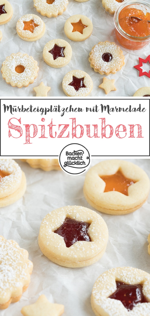 Bei den herrlich m&uuml;rben Spitzbuben von Oma l&auml;uft mir jedes Mal das Wasser im Mund zusammen. Das Rezept f&uuml;r die mit Marmelade gef&uuml;llten Weihnachtspl&auml;tzchen ist dabei ganz einfach. 