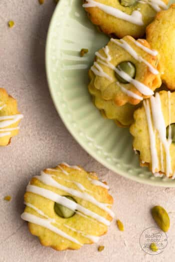 Pistazienplätzchen Spitzbuben mit Pistazienmus