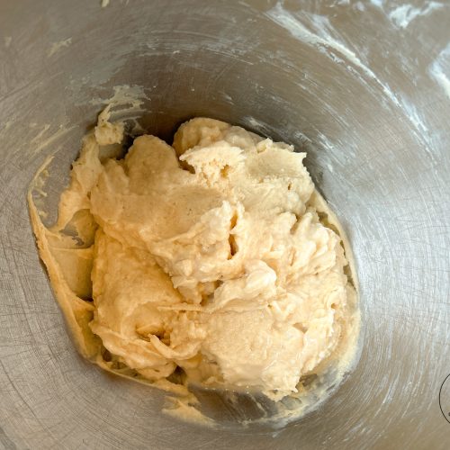 Glutenfreier Hefeteig für Zimtschnecken klebrig in Edelstahlschüssel