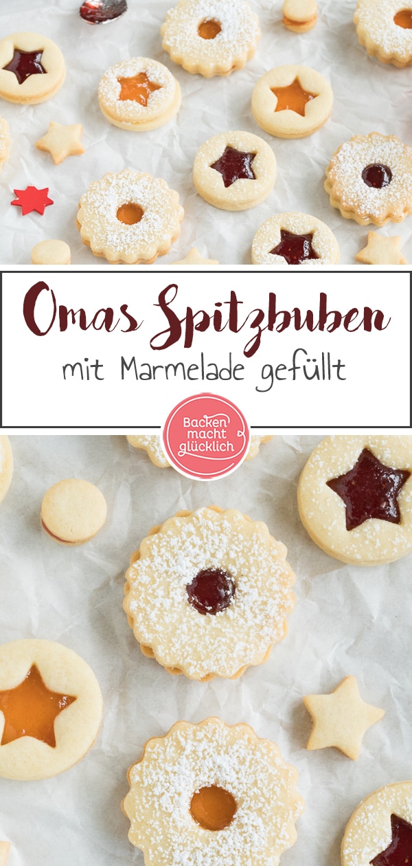 Bei den herrlich m&uuml;rben Spitzbuben von Oma l&auml;uft mir jedes Mal das Wasser im Mund zusammen. Das Rezept f&uuml;r die mit Marmelade gef&uuml;llten Weihnachtspl&auml;tzchen ist dabei ganz einfach. 