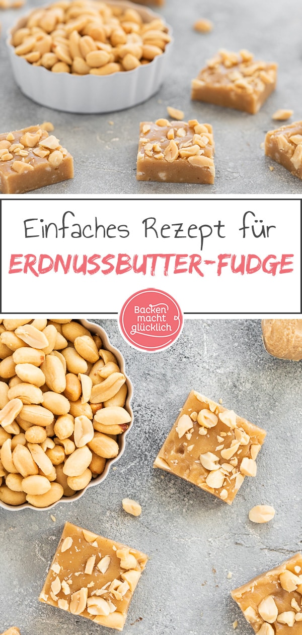 Lust auf unglaublich cremiges Fudge mit Erdnüssen? Dieses Peanut Butter Fudge Rezept ist super schnell & einfach gemacht.