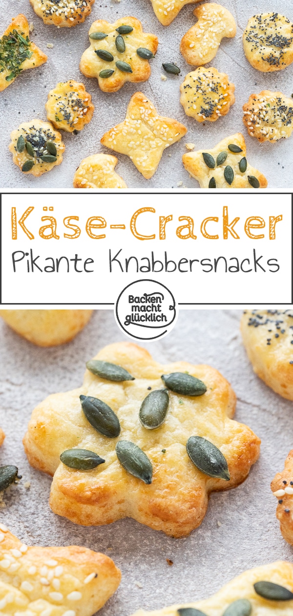 Einfache K&auml;se-Cracker, die immer gut ankommen! Das herzhafte K&auml;segeb&auml;ck ist perfekt f&uuml;r Partys & Buffets.