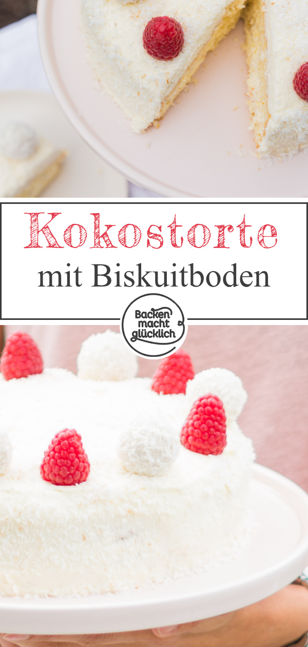 Gelingsicheres Rezept f&uuml;r eine k&ouml;stliche Raffaello-Torte ohne Gelatine, f&uuml;r uns die beste Kokostorte &uuml;berhaupt.