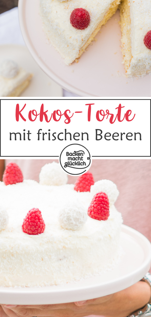 Gelingsicheres Rezept f&uuml;r eine k&ouml;stliche Raffaello-Torte ohne Gelatine, f&uuml;r uns die beste Kokostorte &uuml;berhaupt.