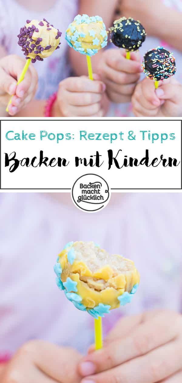 Tolles Rezept und Tipps zum Cake Pops machen mit Kindern. Die Cake Pops werden nicht gebacken und die Kinder können sich auf das Dekorieren der Cake Pops konzentrieren. Cake Pops mit Kindern selber zu machen ist ein riesen Spaß!