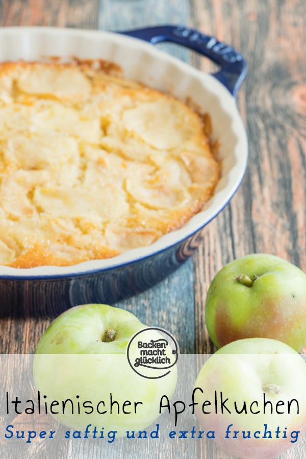 Torta di Mele ist ein fruchtiger, saftiger Apfelkuchen mit besonders viel Obst. Der italienische Apfelkuchen schmeckt sowohl lauwarm als auch kalt. Wer mag, gibt zum italienischen Apfelkuchen noch Gewürze und Rosinen dazu.