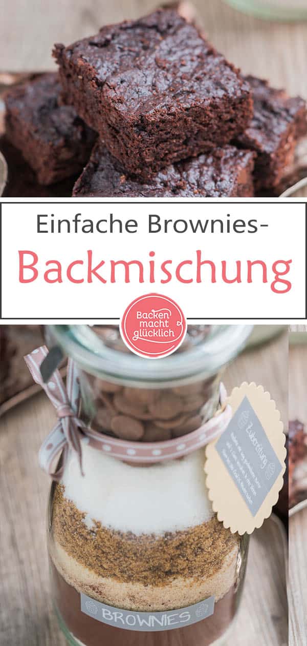 Dieser schokoladige Backmix ist ein schönes, schnell gemachtes Geschenk aus der Küche. Für die köstlichen Brownies aus dem Glas muss der Beschenkte nur noch 2 Eier und 60 g Butter zugeben.