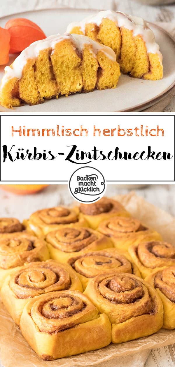 Köstliches Rezept für eine herbstliche Variante des amerikanischen Klassikers Zimtschnecken. Dies Kürbis-Zimtschnecken passen perfekt in den Herbst.