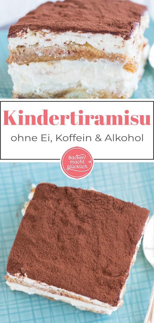 Bei diesem leckeren Tiramisu k&ouml;nnen alle mitessen: das Tiramisu ohne Ei, Alkohol, Kaffee und Koffein ist auch f&uuml;r Kinder und Schwangere geeignet.