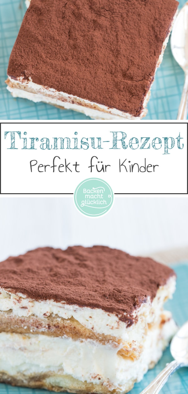 Bei diesem leckeren Tiramisu k&ouml;nnen alle mitessen: das Tiramisu ohne Ei, Alkohol, Kaffee und Koffein ist auch f&uuml;r Kinder und Schwangere geeignet.
