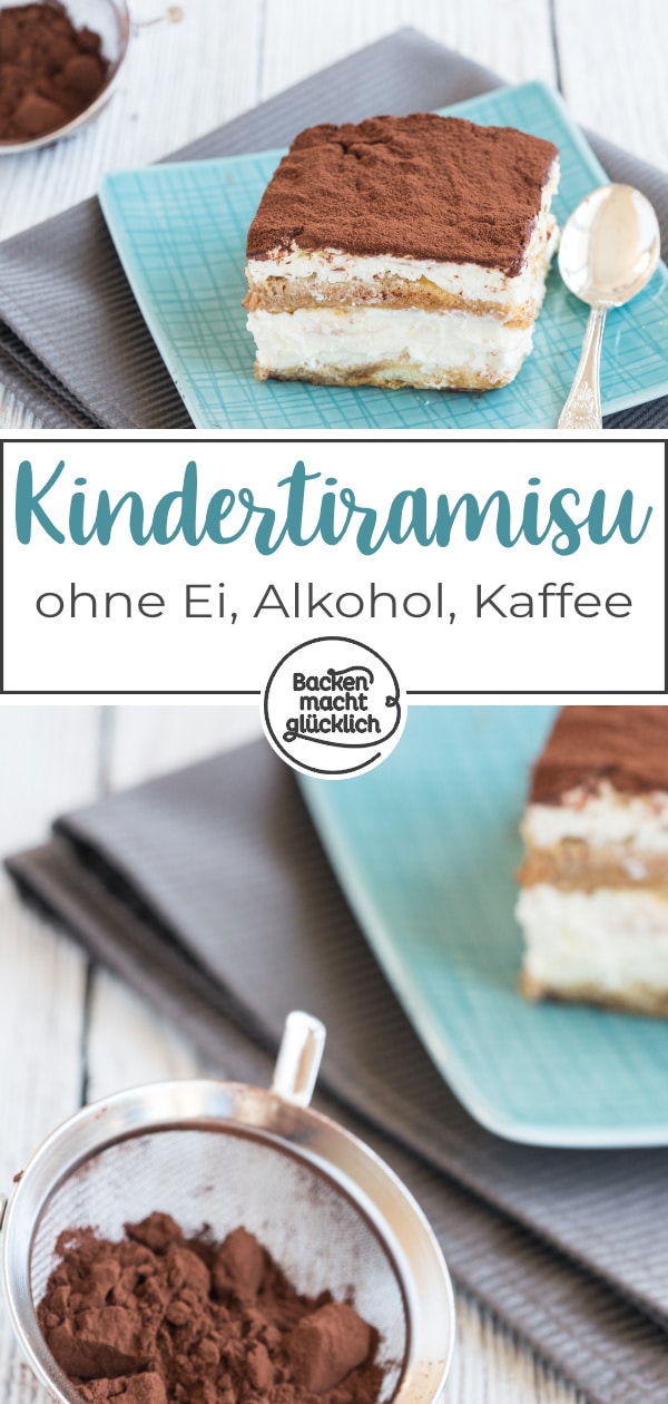 Bei diesem leckeren Tiramisu k&ouml;nnen alle mitessen: das Tiramisu ohne Ei, Alkohol, Kaffee und Koffein ist auch f&uuml;r Kinder und Schwangere geeignet.