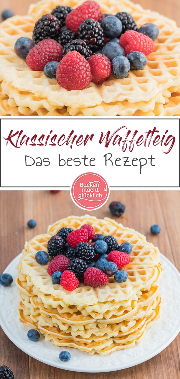 Dieses einfache Waffelrezept ist ein absoluter Klassiker. Das Grundrezept für Waffelteig gefällt der ganzen Familie - und lässt sich toll variieren!