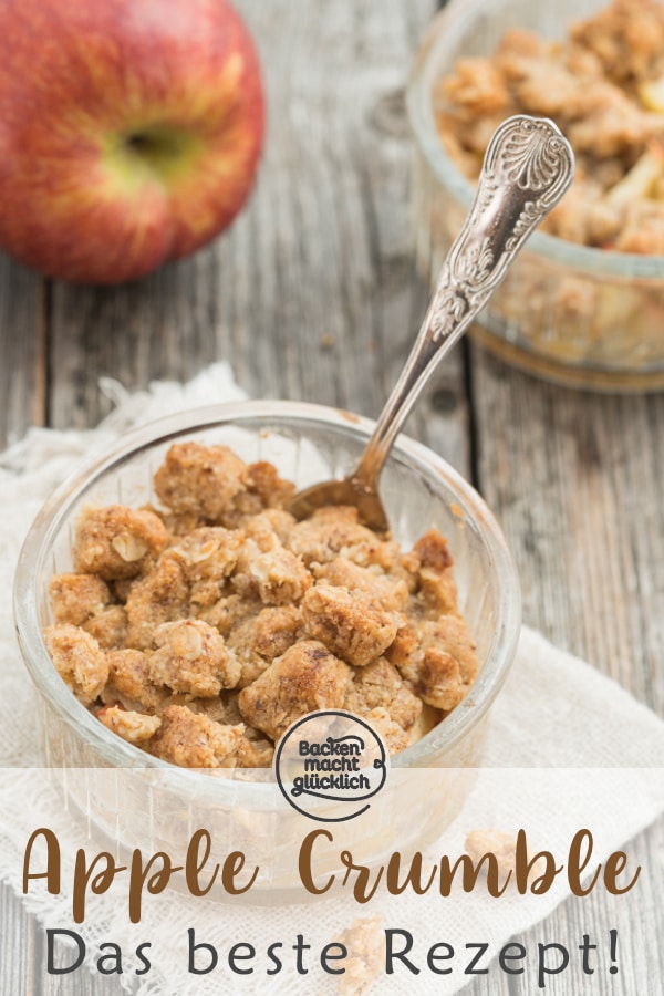 Knusprige Streusel, fruchtige Apfelfüllung: Dieses einfache Apple Crumble Rezept mit Haferflocken ist genial!