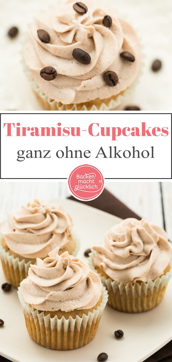 Diese einfachen Tiramisu-Cupcakes werden mit köstlichem Mascarpone Frosting getoppt. Sommerlich & sündhaft gut!