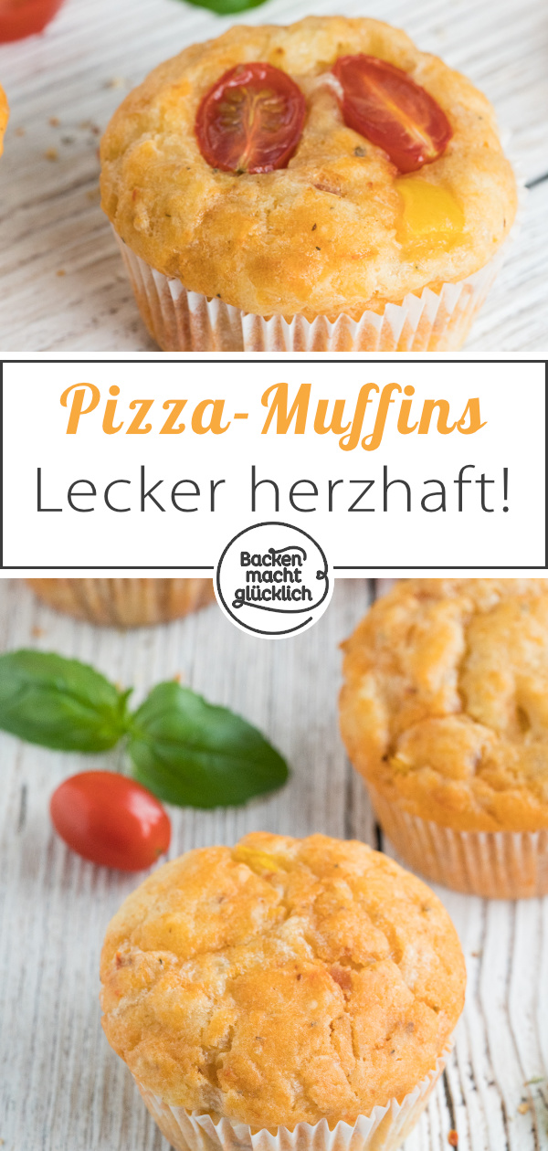 Schnelle Pizzamuffins ohne Hefe sind ein toller Partysnack für groß und klein - sie kommen garantiert gut an!