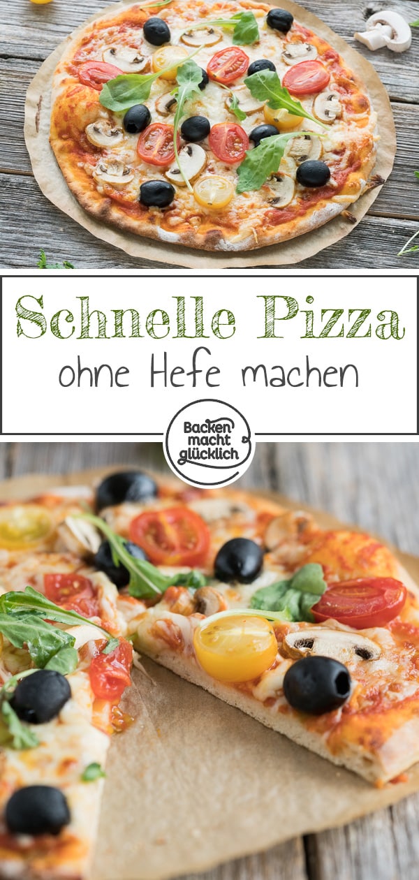 Heißhunger auf Pizza? Meinen Pizzateig ohne Hefe könnt ihr in nur 5 Minuten Zuhause nachmachen. So zaubert ihr in Windeseile eine knusprig leckere Pizza ohne Hefe auf den Tisch.