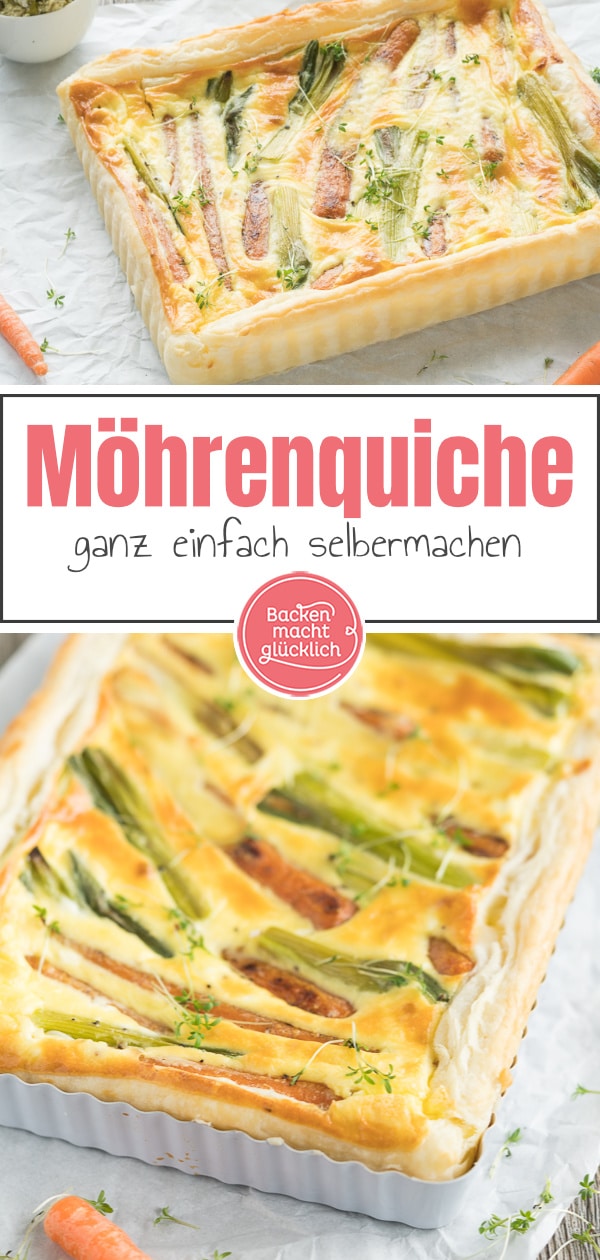 Lust auf eine köstliche vegetarische Gemüse-Quiche mit Blätterteig und Karotten? Die perfekte pikante Frühlingstarte!