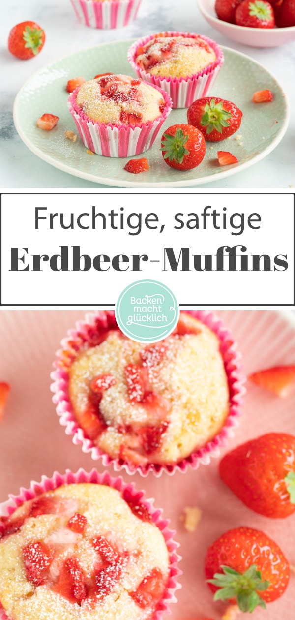 K&ouml;stliche, einfache Erdbeermuffins mit wei&szlig;er Schokolade und Buttermilch. Super saftig und blitzschnell gemacht!