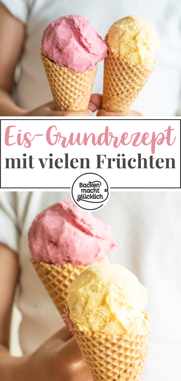 Fruchteis selbermachen ist nicht schwer. Egal ob mit Beeren oder Banane: Mit diesem Grundrezept ohne Ei klappt´s!