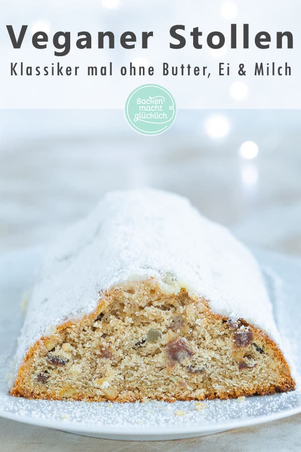 Einfacher veganer Stollen ohne Ei, Butter und Co. Der Weihnachts-Klassiker mal komplett ohne tierische Zutaten. Mit diesem veganen Christstollen-Rezept ist es möglich. Simpel, saftig, lecker!