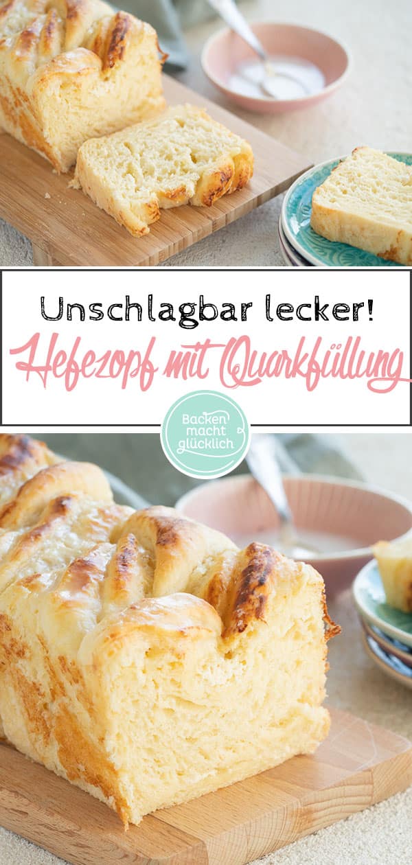 Wunderbar wattiger und fluffiger Hefe-Quark-Zopf, der auch unter dem Namen
