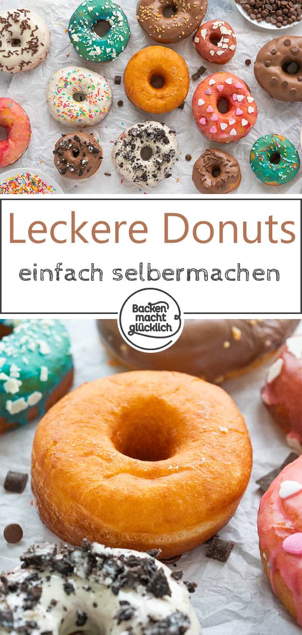 Donuts, die bekannten amerikanischen Hefeteig-Kringel, sind nicht nur super lecker, sondern auch ein echter Hingucker. Mit unserem Rezept könnt ihr Doughnuts ohne Donut Maker und Co selber machen! Genau der richtige Snack für Fasching, Karneval, Partys und Geburtstage