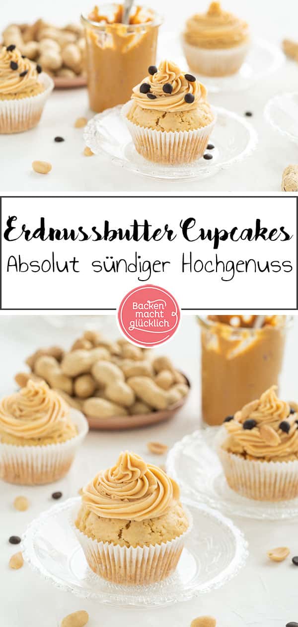 Wer Erdnussbutter mag, wird diese köstlichen Peanut Butter Cupcakes lieben. Das Beste an den Erdnussbutter-Cupcakes ist das herrlich-cremige Erdnussbutter-Frosting!