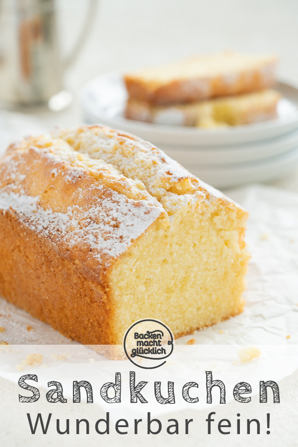 Omas Sandkuchen ist zwar super simpel, aber dafür ist Sandkuchen immer wieder lecker. Dieses Rezept für klassischen Sandkuchen ergibt eine garantiert nicht trockene Variante des traditionellen Rührkuchens!
