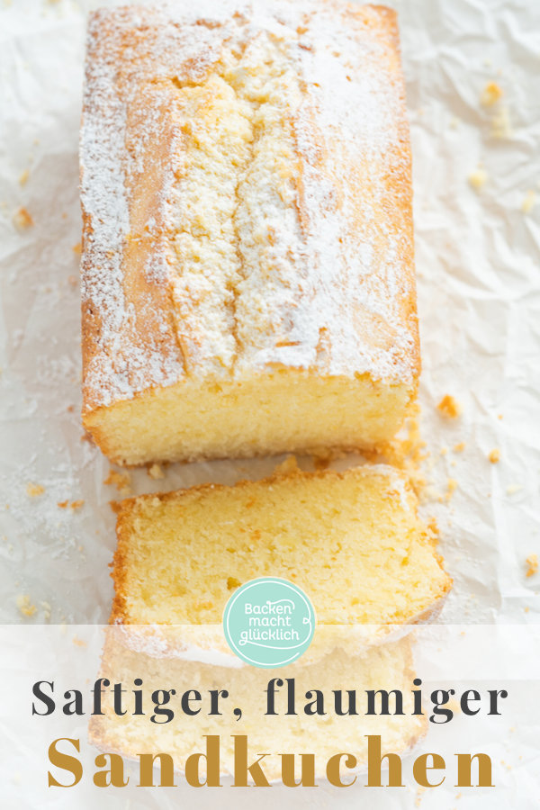 Omas Sandkuchen ist zwar super simpel, aber dafür ist Sandkuchen immer wieder lecker. Dieses Rezept für klassischen Sandkuchen ergibt eine garantiert nicht trockene Variante des traditionellen Rührkuchens!