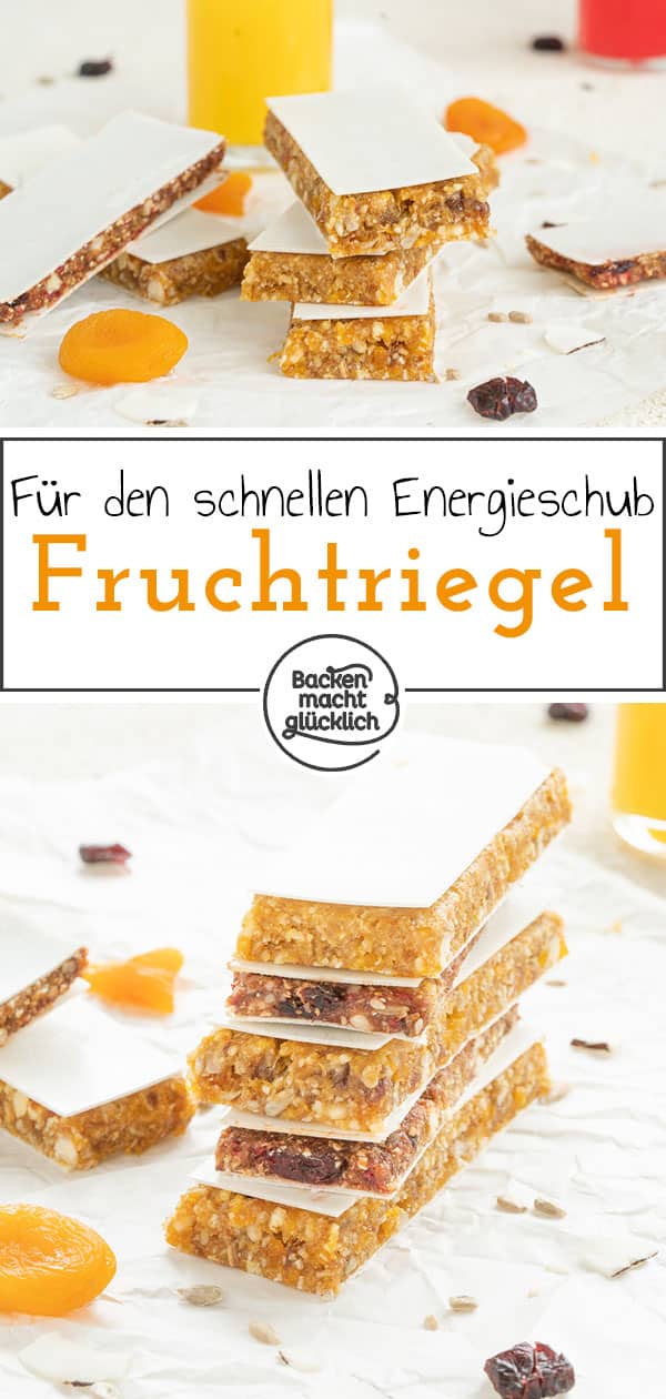 Diese leckeren Fruchtschnitten bestehen aus nur 3 Zutaten. Die einfachen Fruchtriegel sind super fix gemacht, gesund und vegan. Die Fruchtriegel sind perfekt für Klein und Groß!