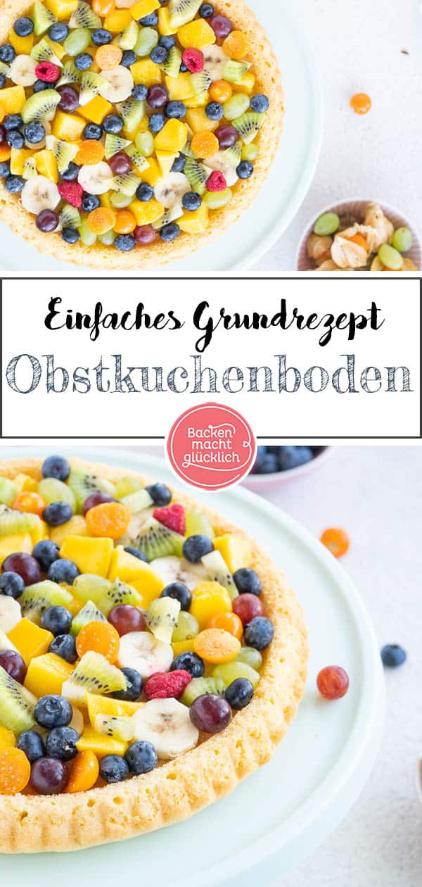 Ein einfaches Grundrezept für einen saftigen Obstboden aus Rührteig. Mit dem Obstkuchenteig lassen sich im Handumdrehen traumhafte Obstkuchen und Torten zaubern. #obstkuchen #kuchenboden #grundrezept #tortenboden #backenmachtglücklich