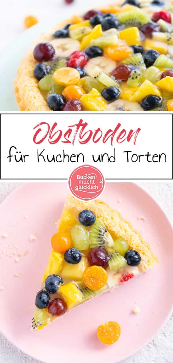 Ein einfaches Grundrezept für einen saftigen Obstboden aus Rührteig. Mit dem Obstkuchenteig lassen sich im Handumdrehen traumhafte Obstkuchen und Torten zaubern. #obstkuchen #kuchenboden #grundrezept #tortenboden #backenmachtglücklich