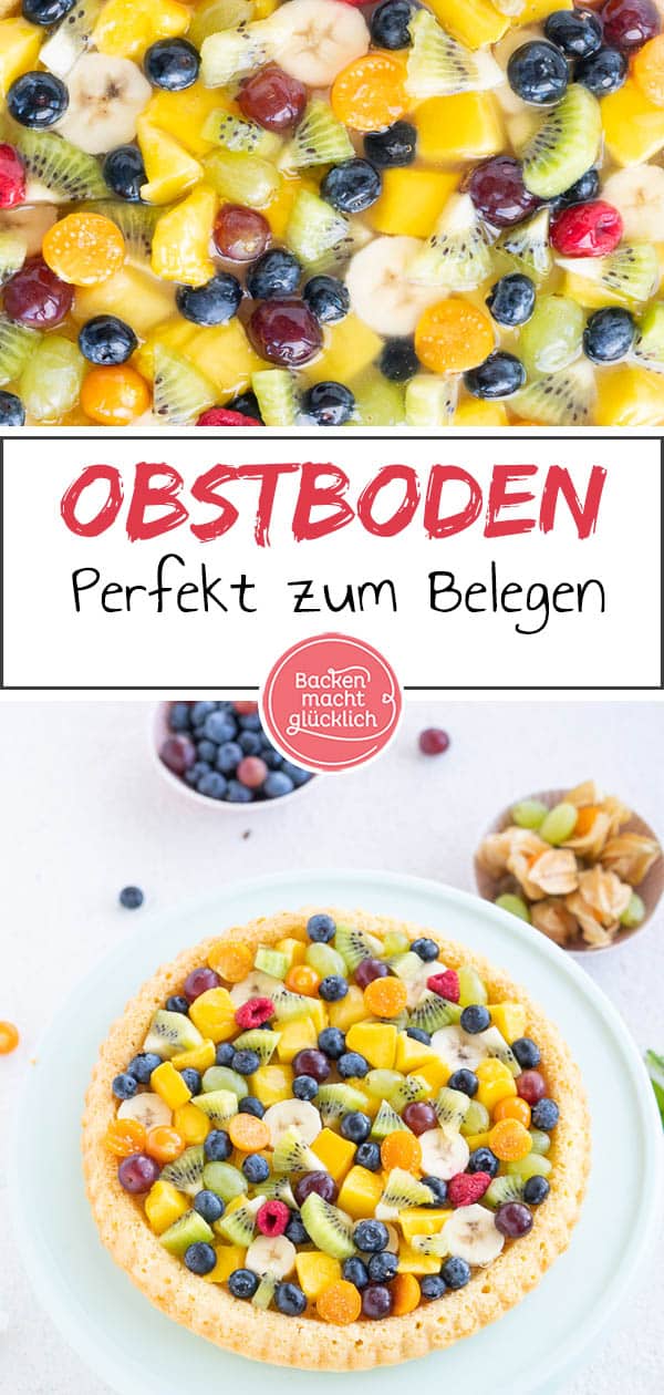 Ein einfaches Grundrezept für einen saftigen Obstboden aus Rührteig. Mit dem Obstkuchenteig lassen sich im Handumdrehen traumhafte Obstkuchen und Torten zaubern. #obstkuchen #kuchenboden #grundrezept #tortenboden #backenmachtglücklich