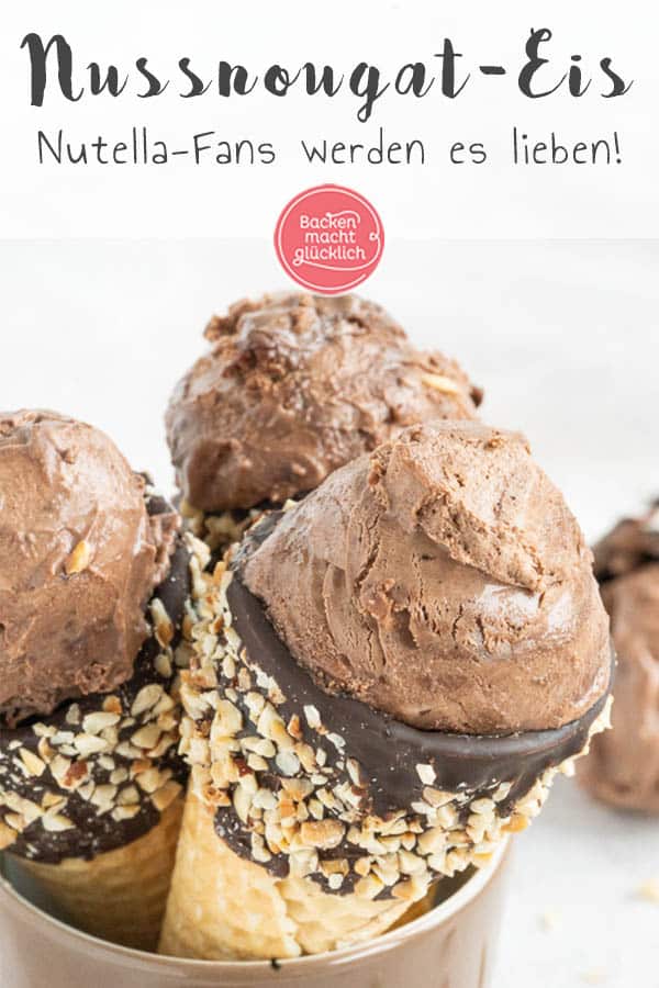 Nur 5 Zutaten und 5 Minuten Aufwand: Leckeres Nutella-Eis selbermachen ist überhaupt nicht schwer. Wer Nussnougat-Creme mag, wird dieses Nutellaeis Rezept lieben! #backenmachtglücklich #nutella #eiscreme #schokoeis #rezept