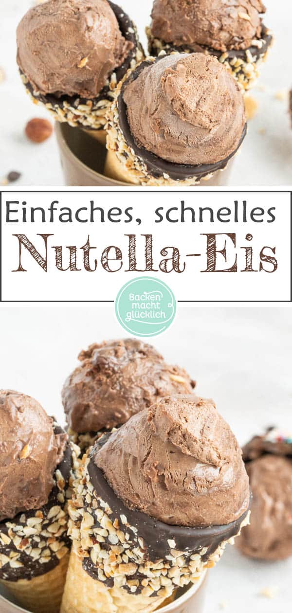 Nur 5 Zutaten und 5 Minuten Aufwand: Leckeres Nutella-Eis selbermachen ist überhaupt nicht schwer. Wer Nussnougat-Creme mag, wird dieses Nutellaeis Rezept lieben! #backenmachtglücklich #nutella #eiscreme #schokoeis #rezept