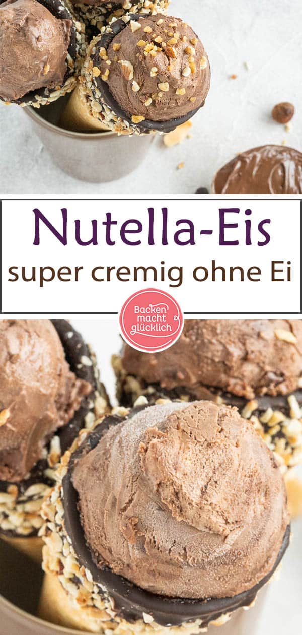 Nur 5 Zutaten und 5 Minuten Aufwand: Leckeres Nutella-Eis selbermachen ist überhaupt nicht schwer. Wer Nussnougat-Creme mag, wird dieses Nutellaeis Rezept lieben! #backenmachtglücklich #nutella #eiscreme #schokoeis #rezept