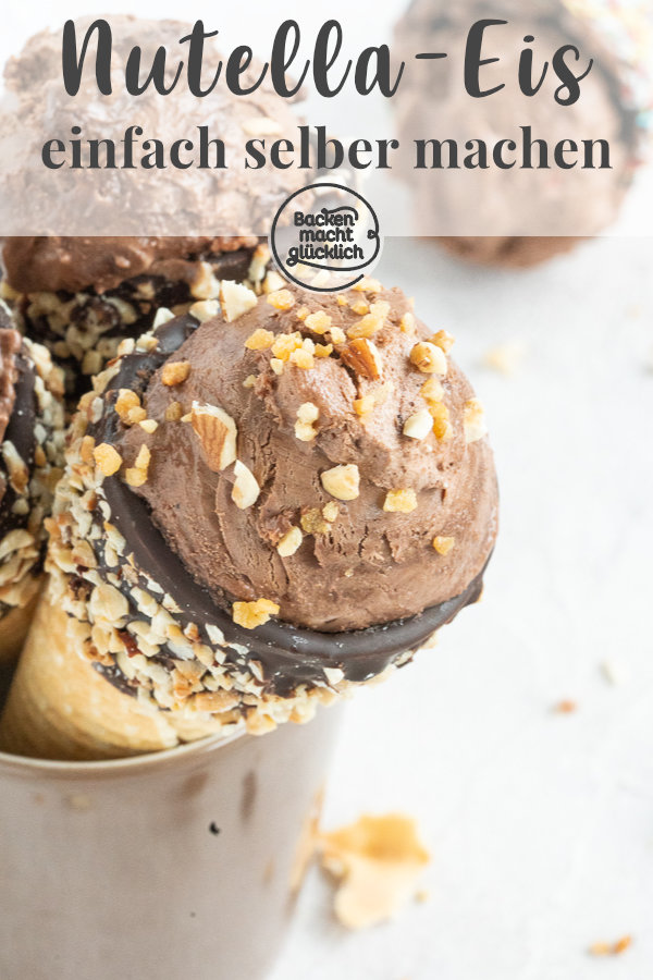 Nur 5 Zutaten und 5 Minuten Aufwand: Leckeres Nutella-Eis selbermachen ist überhaupt nicht schwer. Wer Nussnougat-Creme mag, wird dieses Nutellaeis Rezept lieben! #backenmachtglücklich #nutella #eiscreme #schokoeis #rezept